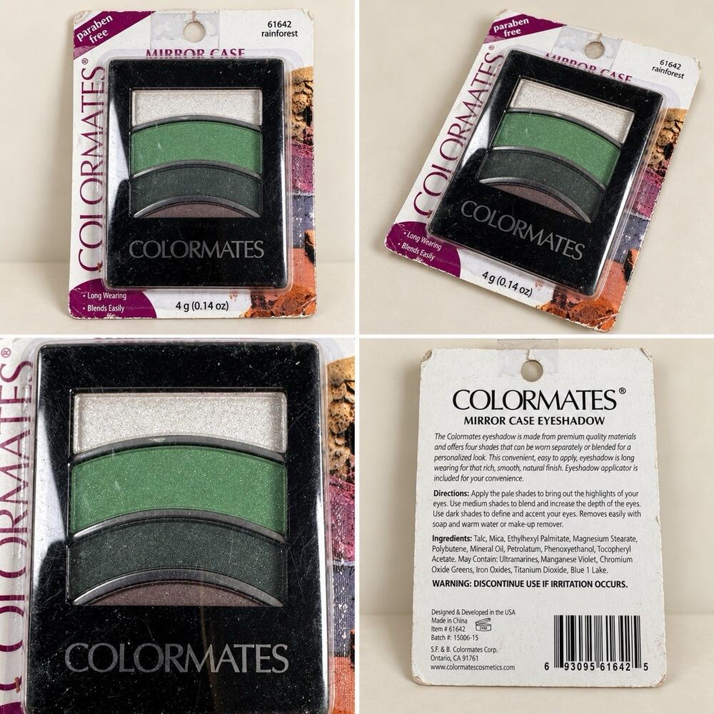 Colormates Rainforest Eyeshadow Palette 61642 Mirror Case 4 Shades 4g New